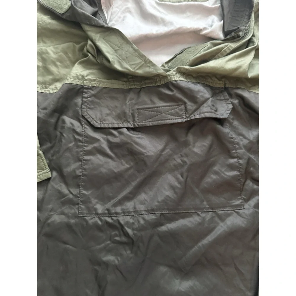 Vintage Gap Anorak Windbreaker Jacket Youth  XXL Olive Black Lined 1/4  Hooded